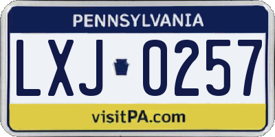 PA license plate LXJ0257