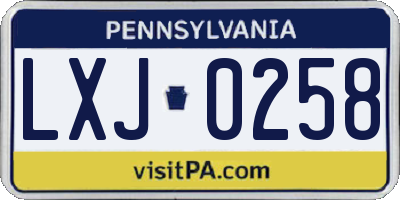 PA license plate LXJ0258