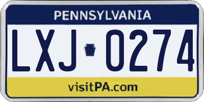 PA license plate LXJ0274