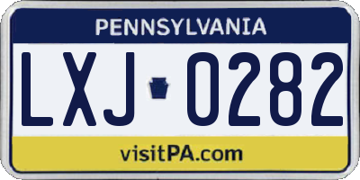 PA license plate LXJ0282