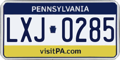 PA license plate LXJ0285