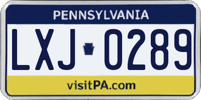 PA license plate LXJ0289