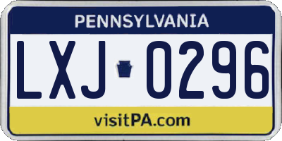 PA license plate LXJ0296