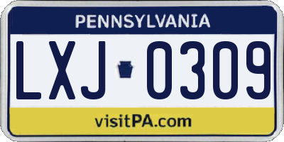 PA license plate LXJ0309