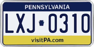 PA license plate LXJ0310