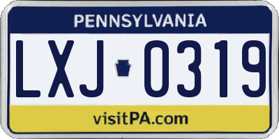 PA license plate LXJ0319