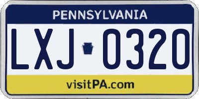 PA license plate LXJ0320