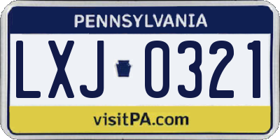 PA license plate LXJ0321