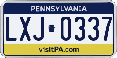 PA license plate LXJ0337