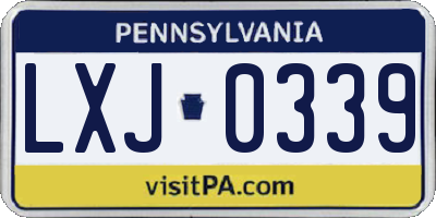 PA license plate LXJ0339