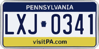 PA license plate LXJ0341