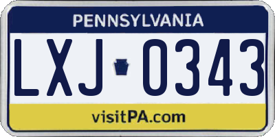 PA license plate LXJ0343