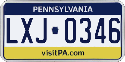PA license plate LXJ0346