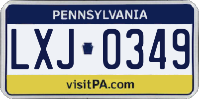 PA license plate LXJ0349