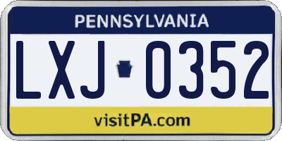 PA license plate LXJ0352