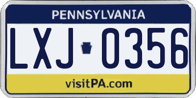 PA license plate LXJ0356
