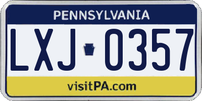 PA license plate LXJ0357