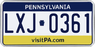 PA license plate LXJ0361