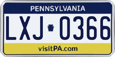 PA license plate LXJ0366