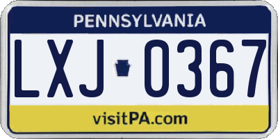 PA license plate LXJ0367