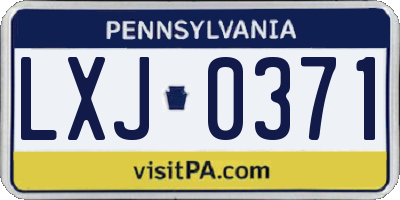 PA license plate LXJ0371