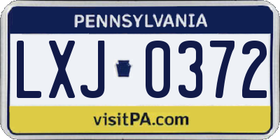 PA license plate LXJ0372
