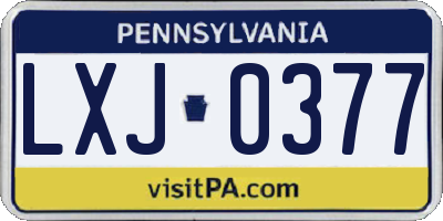 PA license plate LXJ0377