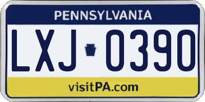 PA license plate LXJ0390