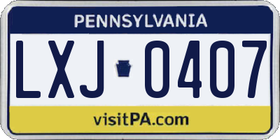 PA license plate LXJ0407
