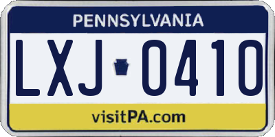 PA license plate LXJ0410