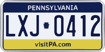 PA license plate LXJ0412