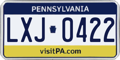 PA license plate LXJ0422