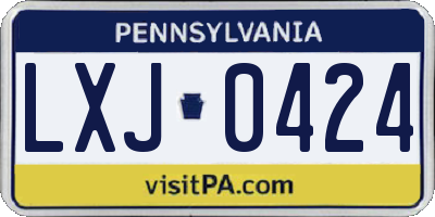 PA license plate LXJ0424