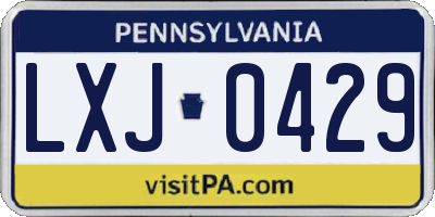 PA license plate LXJ0429