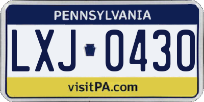 PA license plate LXJ0430