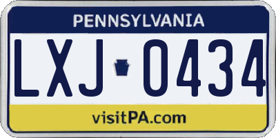 PA license plate LXJ0434