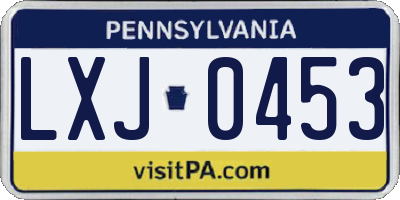 PA license plate LXJ0453