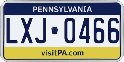 PA license plate LXJ0466