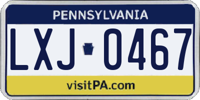 PA license plate LXJ0467