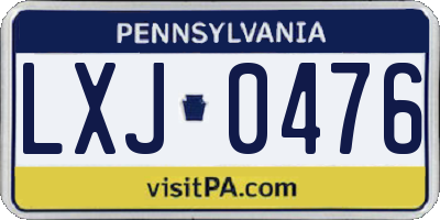 PA license plate LXJ0476