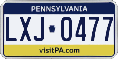 PA license plate LXJ0477
