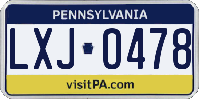 PA license plate LXJ0478