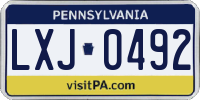 PA license plate LXJ0492