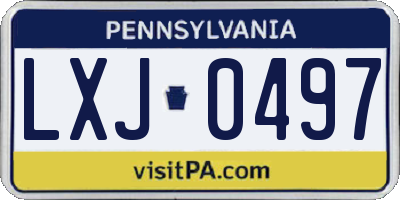 PA license plate LXJ0497