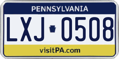 PA license plate LXJ0508