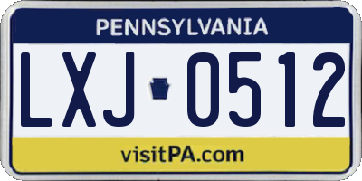 PA license plate LXJ0512