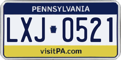 PA license plate LXJ0521