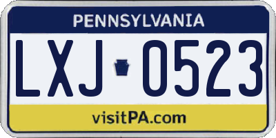 PA license plate LXJ0523