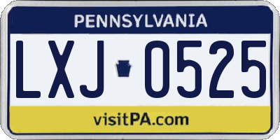 PA license plate LXJ0525