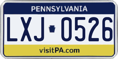 PA license plate LXJ0526